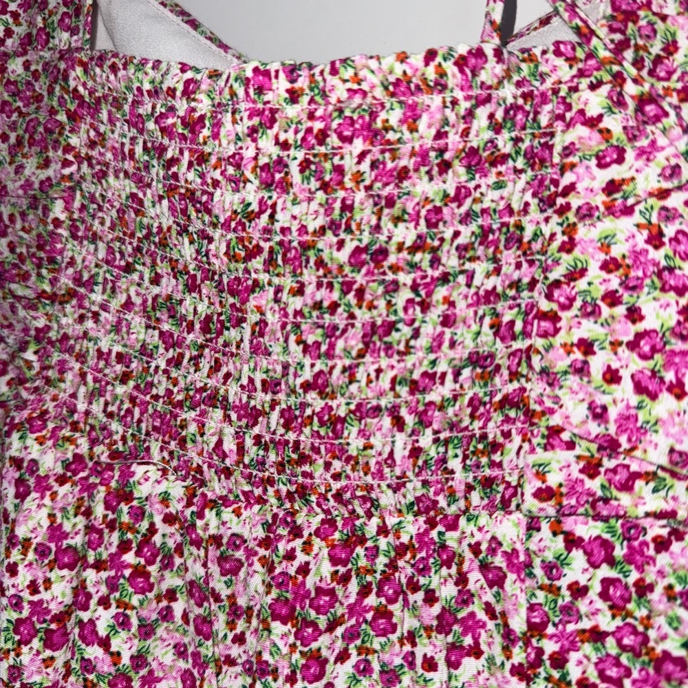 Astr Floral Print Puff Sleeve Dress Magenta Lime Ditsy XS - Picture 9 of 14